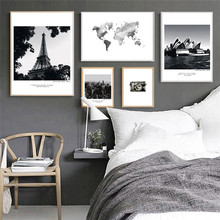 Retro City Landscape Home Decor Nordic Canvas Living Room Poster Black White Print Vintage Scenery Picture Wall Art Painting 2024 - buy cheap