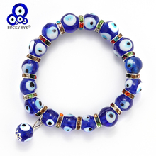 Pulsera con cuentas de cristal de ojo de la suerte para hombre y mujer, brazalete con soporte azul, joyería turca, EY6082 2024 - compra barato