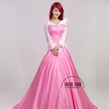 Aurora princesa cosplay traje longo vestido rosa para mulher vestido de halloween frete grátis 2024 - compre barato