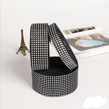 10Yards/9Meters Black and Silver Plastic Net Drill Hand DIY Accessories Rhinestone Wrap Ribbon Wedding Christmas Home Decoration 2024 - buy cheap