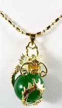 Envío Gratis> amu>>> joyería collar con colgante de amuleto de dragón y Fénix de piedra Natural verde + cadena gratis 2024 - compra barato