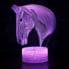 Cabeça de cavalo 1 tema 3d lâmpada led night light 7 mudança cor toque humor lâmpada presente natal dropshipping 2024 - compre barato