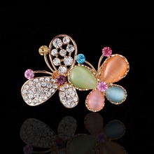 OneckOha Fashion Opal Stone Butterfly Brooch Pin Garment Accessories Rhinestone Animal Brooch Pin 2024 - buy cheap