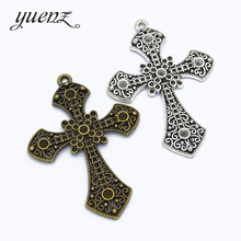 YuenZ 2 pcs Antique silver color Cross Charms Metal Pendant Diy Charms Necklace Jewelry Making 80*57mm T76 2024 - buy cheap