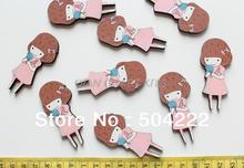 set of 100 pcs of large Girl in Skirt wood Wooden Pendants Cabochons cabs Beads size 50x25mm mixed colors 2024 - buy cheap