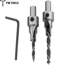 Broca de escareador de 2 tamanhos e 3 passos, conjunto de brocas de chanfro 4-6 5-7mm 8mm shankсвер 2024 - compre barato