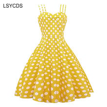 LSYCDS Plus Size Polka Dot Dress Vintage V-neck Sleeveless Rockabilly Pinup A-line Party Dress Robe 50 60s Women Summer Dress 2024 - buy cheap