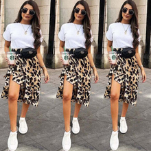 Falda con estampado de leopardo para mujer, falda ajustada de cintura alta, informal, de verano 2024 - compra barato