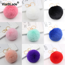 WarBLade Fashion Fluffy Rabbit Fur Pompom Keychain Women Bag Charm Fur Balls keychain Keyring Fur Pom Poms Key Chain Accessorie 2024 - buy cheap