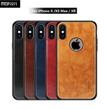 Mofi capa de celular de couro pu + tpu + pc para iphone xs max, capa de proteção total para iphone xs xr 2024 - compre barato