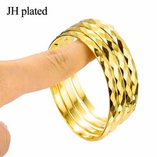 JHplated  4 Pieces African Bangle Ethiopian Gold Color Bracelets The Style of Middle East Dubai Wedding Gift 2024 - buy cheap