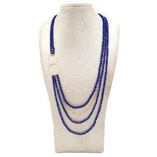 Lii Ji Lapsi Lazuli 9K Gold Chain Necklace Natural Stone 925 Sterling Silver 18K Plated Circle 4 Rows Necklace Delicate Jewelry 2024 - buy cheap