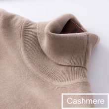 Suéter caxemira feminino com gola alta, gola alta, cor sólida, outono e inverno, 2021 2024 - compre barato