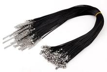 10pieceslot Waxed Cotton 1.5mm Wax Cord Thread Black Necklace Cords 45cm with 5cm extended chain Jewelry chain necklace cor 2024 - buy cheap