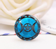 Handmade Round pentagram and moon photo glass Cabochons, Jewelry Finding Cameo Pendant Settings, (F4967-1655) 2024 - buy cheap