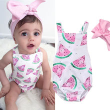 2018 new arrival Baby Girls Bodysuit + headband 0-24M Outfits Summer Infant Baby girls clothing Sunsuit 2024 - buy cheap