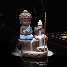 Little Monk Buddha Smoke Backflow Incense Burner Waterfall Incense Holder Home Office Teahouse Decor 2024 - buy cheap