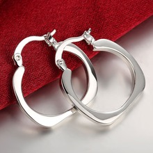Wholesale 925 Silver Jewelry Earrings for Women Fashion Square Hoop Earring Female Party Gifts 2024 - buy cheap