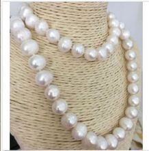 Hand knotted natural 10-11 mm white fresh water cultured pearl necklace long 90cm fashion jewelry 2024 - buy cheap