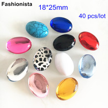 40 pcs 18*25mm Oval Resin Cabochon,Flat Back Acrylic Cabochon For Jewelry & Crafts Making,DIY Findings - Free Shipping 2024 - buy cheap
