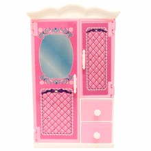 NK 1 Pcs Doll Accessories Pink Wardrobe Closet For Barbie Doll Dreamhouse Furniture Miniature Gift Child Bedroom Toys 2024 - buy cheap