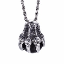 Granny Chic New 316L Stainless steel paw Design pendant necklace vintage silver color Animal paw necklace for men cool jewelry 2024 - buy cheap