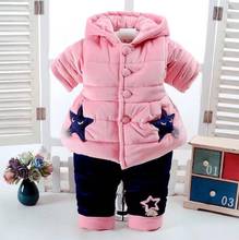 new 2017 winter baby girl cotton-padded thicken warm coat+pant clothing sets 2pcs baby girl comfortable warm winter suit 2024 - buy cheap