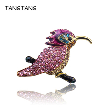 Pink Rhinestone Lovely Bird Brooch Pin Fashion Golden Enamel Pleasant Trendy Charming Engagement Costume Jewelry Item : BH8420 2024 - buy cheap