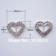 (M0204)  8mm inner bar heart rhinestone ribbon slider for wedding invitation,outer size:25mmx22mm,silver or gold plating 2024 - buy cheap