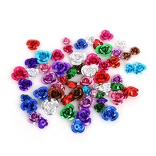 High Quality 100pcs Romantic Rose Flower Aluminum Beads Spacer Loose Beads Charm Pendant For Carft Making 6mm 8mm 12mm 2024 - buy cheap