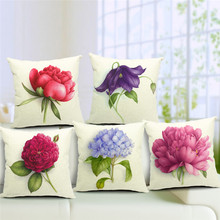 Euro Flower Cushion Cover Big Rose Throw Pillows Colorful Purple Plant Sofa Char Seat Vigtage Pillow Cover Decorative Pillowcase 2024 - buy cheap