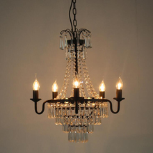 American country chandelier restaurant villa living room chandelier creative atmosphere candle light wrought iron lamp crystal 2024 - buy cheap