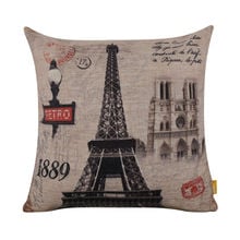 LINKWELL-funda de cojín decorativa, 45x45cm, París Retro, Torre Eiffel, funda de almohada para decoración de hogar, catedral, Notre Dame de París 2024 - compra barato