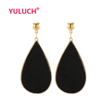 YULUCH joyería de moda diseño personalidad mujeres Stud pendientes para gotas de agua de aleación de madera para incrustar Chip pendientes para regalo de boda 2024 - compra barato