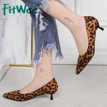 FITWEE Women Sexy High Heel Shoes Simple Pointed Toe Slip On Leopard Print Pumps Fashion Party Club Shoes Women Size 35-39 2024 - buy cheap