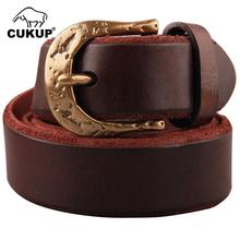 CUKUP-cinturones de piel auténtica de vaca de alta calidad para hombre, hebilla de latón, cinturón de Metal, accesorios para vaqueros NCK186 2024 - compra barato