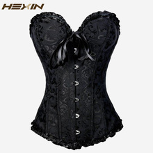 HEXIN Sexy Women Corset Brocade Floral Bustier Top Lace Up Back Lingerie Body Shaper Overbust Shapewear Waist Shaper Corsets 2024 - buy cheap