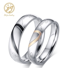 Zhijia-anillo de compromiso de acero inoxidable 316L para hombre y mujer, joyería fina y única, con corazón de amor, a la moda 2024 - compra barato