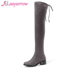 Lasyarrow Outono Inverno Quente Das Mulheres Sobre O Joelho Botas de Camurça Coxa Botas Altas Grossas Sexy de Salto Fino Botas Mujer Femininas f106 2024 - compre barato