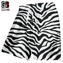 Ogko-shorts casual masculino de leopardo e verão, estampa zebra, listras 3d, short de praia, hiphop 2024 - compre barato