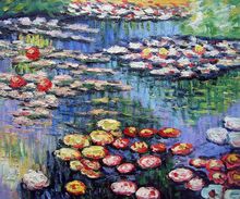 Arte famoso pintura de paisaje de lona hecha a mano lirios de agua (rosa) de Claude Monet pinturas al óleo para decoración de pared de Hotel 2024 - compra barato