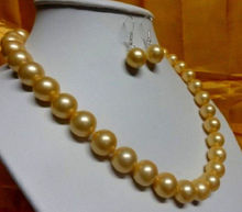 Золотое жемчужное ожерелье Южная море 10-11 мм 18 дюймов + подарочные серьги 2024 - купить недорого