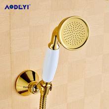 AODEYI Brass Classical  Gold Telephone Hand Held Shower Head Spray Water Saving Shower Set Shower Holder 1.5m Hose 2024 - buy cheap
