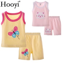 Hooyi Baby Girls Clothes Sets Summer Children 2-Pieces Suit Newborn T-Shirts Shorts Pant Boys Tank Top Singlet 100% Cotton Vest 2024 - buy cheap