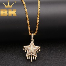 Colgante de estrella de goteo de circonia cúbica para hombre y mujer, collar de moda de Color dorado y plateado, joyería de hip hop, cadena con diamantes 2024 - compra barato