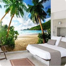 Фотообои beibehang, высокое качество, 3d обои, морская пальма, пляж, остров, путешествия, ТВ, диван, фон для спальни, большая настенная роспись 2024 - купить недорого