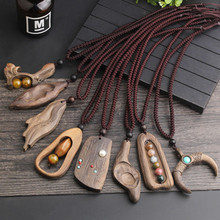 Women Men Necklace Handmade Vintage Resin Wood Statement Necklaces & Pendants Long Rope Wooden Necklace Jewelry Gifts 2024 - buy cheap
