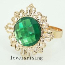 21 Colors Choose-100pcs/lot Green Gem Stone gold-tone Metal Rings Wedding Bridal Shower Napkin Rings 2024 - buy cheap
