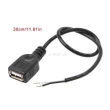 1 шт. USB 2,0 гнездовой разъем 2 Pin 2 провода зарядный кабель шнур разъем DIY 30 см 2024 - купить недорого