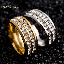 Nextvance Silver Color Gold Color RhineStone Thin Ring Two Row Titanium Finger Ring For Women Men Promise Jewelry Gift 2024 - buy cheap